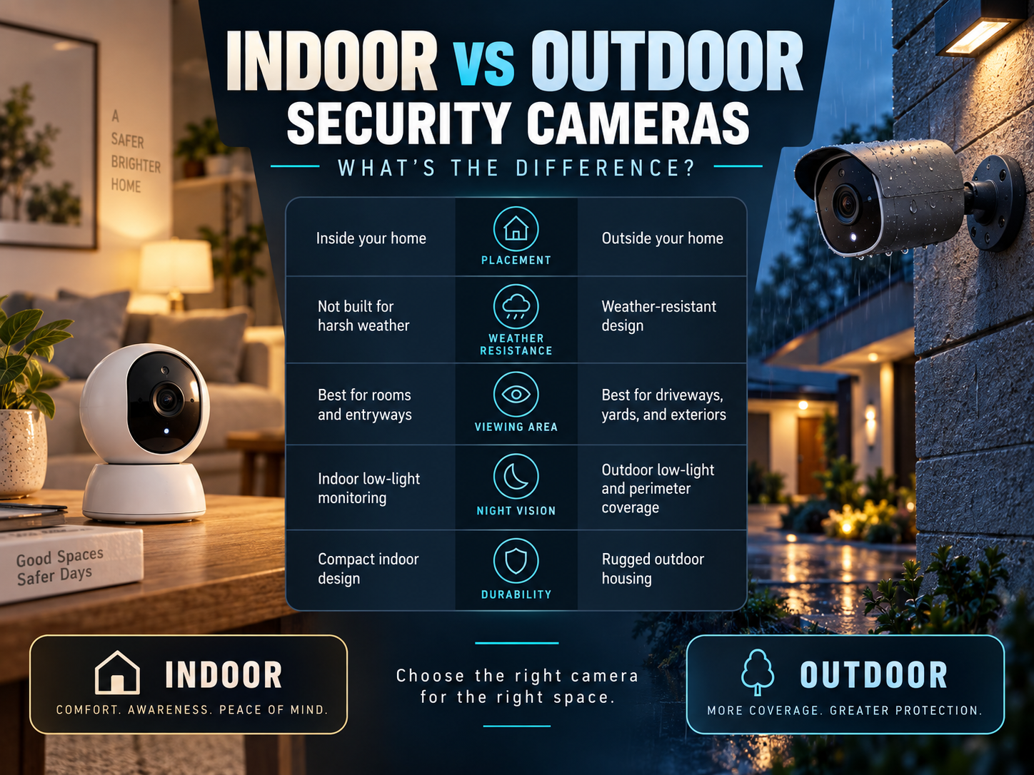 Indoor vs Outdoor Security Cameras comparison
