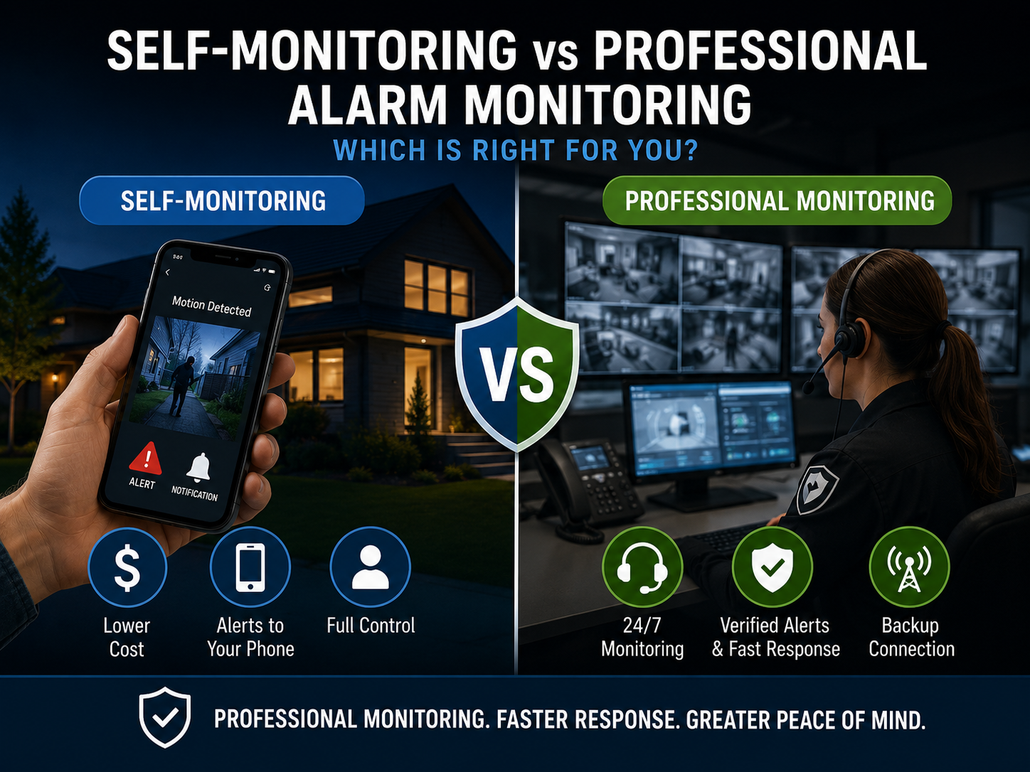 Self-Monitoring vs Professional Alarm Monitoring